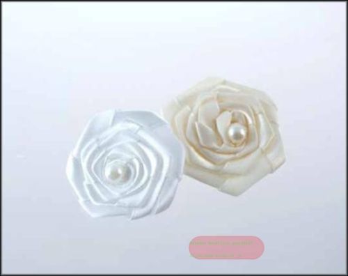 Bild von Deco, 50mm Satinblume mit Perle, weiss