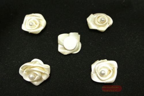 Bild von Deco, 25mm Satinblume mit Perle, creme