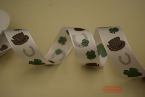 Bild von Band 25m/ 25mm, Kleeblatt & Zylinder, grün/schwarz