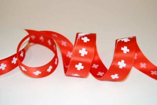 Bild von Band 25m/ 25mm, Schweizerkreuz, rot