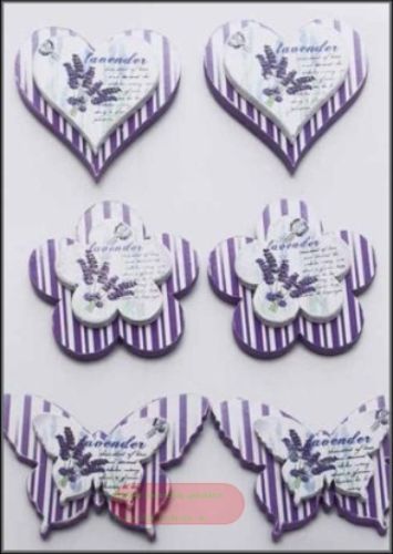 Bild von Aufleger, Holzformen mit Klebepunkt, lavendel