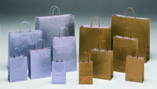 Bild von Tasche, B14+8.5 x H21cm Papierkordel, gold