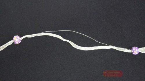 Bild von Band 10m/ 15mm, Organza/Holzperlen, violett