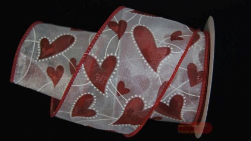 Bild von Band  10y/ 60mm, Herzen, rot/weiss