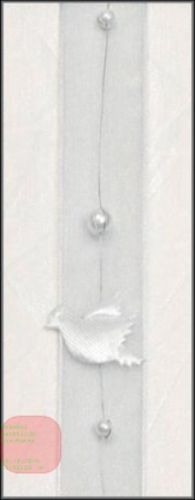 Bild von Girlande 5m/ 25mm, Perlen/Tauben an Organza, weiss