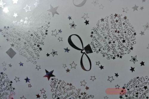 Bild von Bogen 70x 100cm, Schrift in Kugel,silber