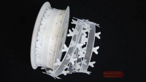 Bild von Band 10y/ 25mm, Schmetterling an Organza, weiss