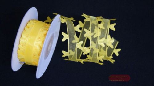 Bild von Band 10y/ 25mm, Schmetterling an Organza, gelb