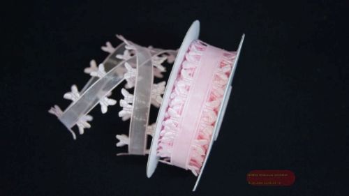 Bild von Band 10y/ 25mm, Schmetterling an Organza, rosa