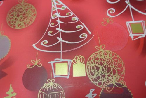 Bild von Bogen 70x 100cm, Tanne/ Kugel, rot