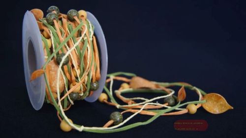 Bild von Band 5m/ 20mm, Cord/Blatt/Leder/Kugel, orange