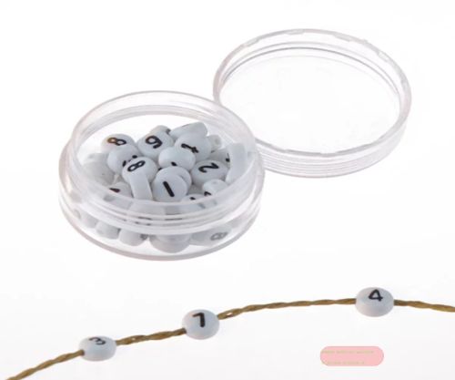 Bild von Deco, Nummberbeads 50 Stk - ca 5mm, weiss