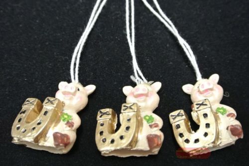 Bild von Schweinchen, mit Hufeisen 30mm, bunt