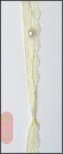 Bild von Girlande 10m/ 20mm, Organza- Spitze & Perle, creme