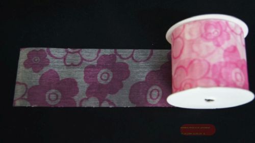 Bild von Band 20m/ 70mm, Tüll mit Blumen, rosa