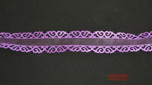 Bild von Band 10y/ 25mm, Ornamente an Organza, lilla