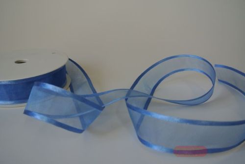 Bild von Band 25m/ 25mm, Organza D-Face satin, altblau