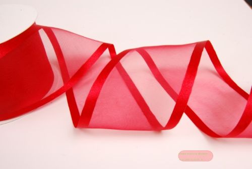 Bild von Band 25m/ 70mm, Organza D-Face satin, rot