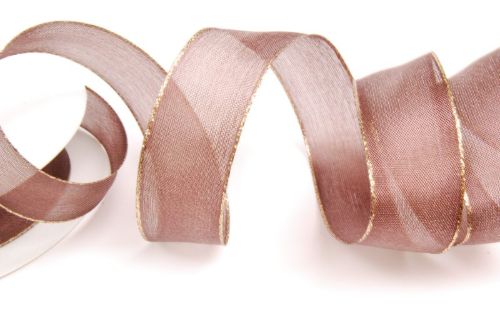 Bild von Band 20m/ 25mm, Sheer - gold Ende, d'braun