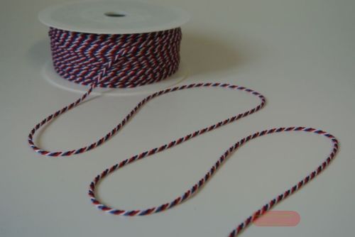 Bild von Band 100m/  2mm, Kordel, weiss/rot/blau