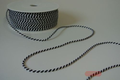 Bild von Band 100m/  2mm, Kordel, schwarz/weiss