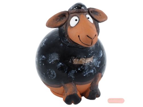 Bild von Gartenkeramik, Schaf schwarz 17cm, wintertauglich - ohne Stab