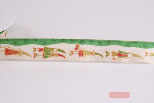 Bild von Band 20m/ 25mm, Niko, elfenbein/grün