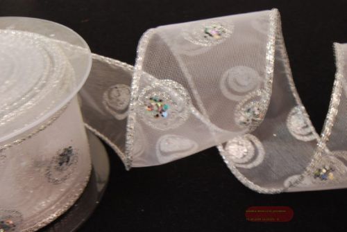 Bild von Band 10m/ 50mm, Glitzerpunkt, weiss/silber