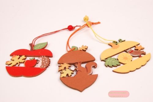 Bild von Anhänger, 1-Decoset Holz 3-fach sort, bunt