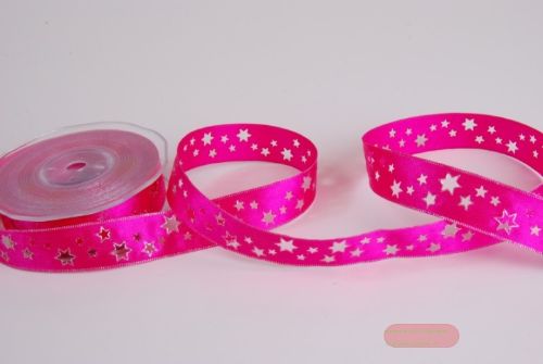 Bild von Band 20m/ 24mm, Stern gestanzt, fuchsia