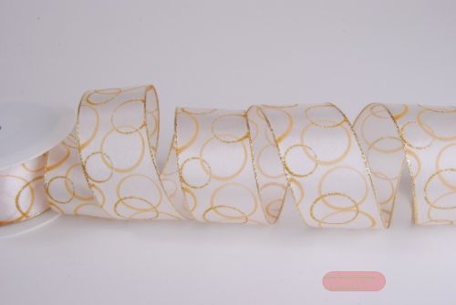 Bild von Band 20m/ 40mm, Kreise, ecru