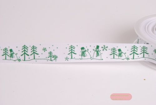 Bild von Band 20m/ 22mm, Ripps-Schneemann, weiss/grün