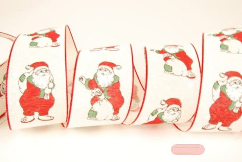 Bild von Band 50m/ 40mm, Nikolaus auf Leinen, rot