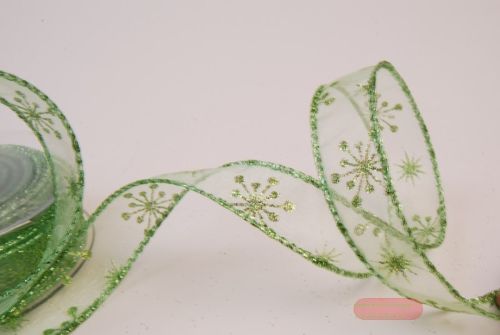 Bild von Band 10m/ 25mm, Flocke-Glitter, grün