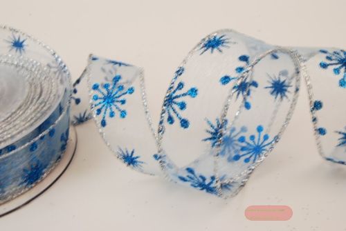 Bild von Band 10m/ 25mm, Flocke-Glitter, blau