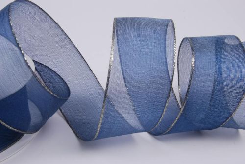 Bild von Band 20m/ 40mm, Sheer - silber Ende, d'blau