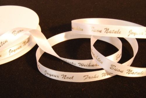 Bild von Band 25m/ 25mm, Frohe Weihnachten, weiss/gold