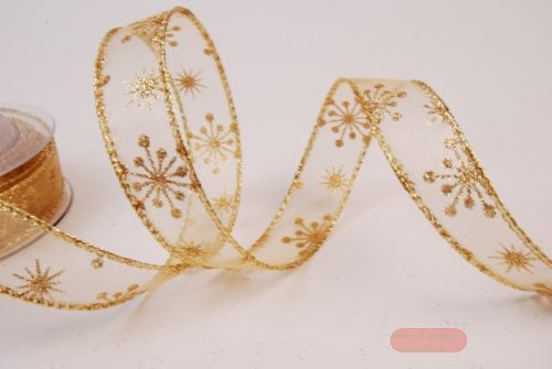 Bild von Band 10m/ 25mm, Flocke-Glitter, gold