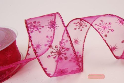 Bild von Band 10m/ 40mm, Flocke-Glitter, fuchsia