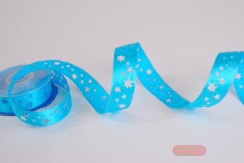 Bild von Band 20m/ 24mm, Stern gestanzt, türkis