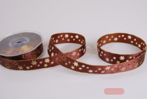 Bild von Band 20m/ 24mm, Stern gestanzt, braun