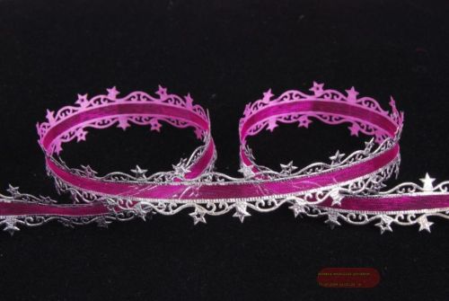 Bild von Band 20m/ 23mm, Sternenkante, rosa/silber