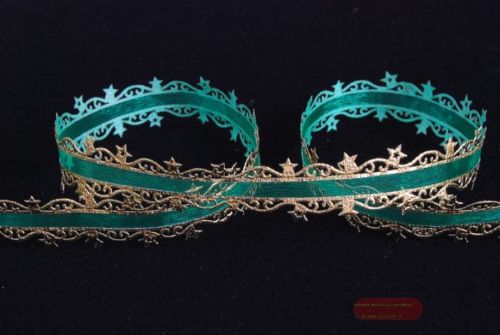 Bild von Band 20m/ 23mm, Sternenkante, grün/gold