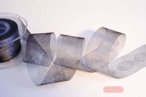 Bild von Band 10y/ 50mm, Deco mit Ornament, silber