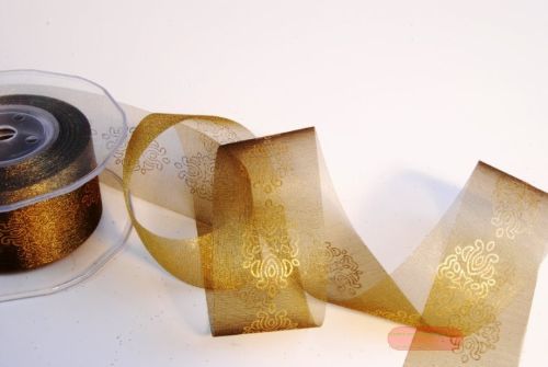 Bild von Band 10y/ 50mm, Deco mit Ornament, gold