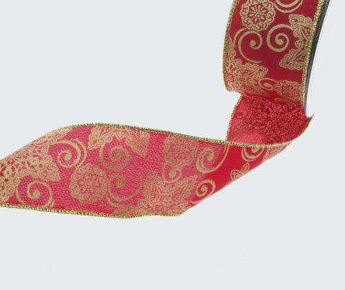 Bild von Band 10m/ 50mm, Sternornament, rot/gold