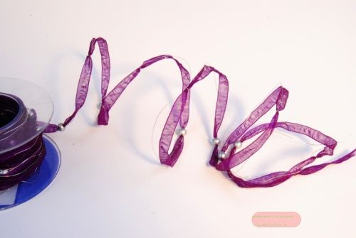 Bild von Girlande 10m/ 10mm, Organza mit Perlen, violett