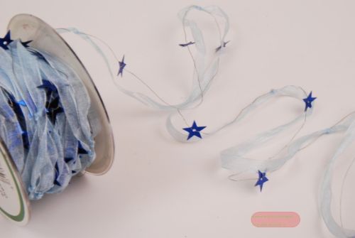 Bild von Girlande 10m/ 10mm, Organza- & Sternen, blau