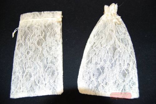 Bild von Beutel Organza, Uni- Spitze 8x 13cm, creme