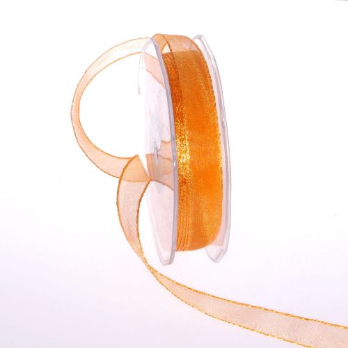 Bild von Band 25m/ 15mm, Organza/ Häkelkanten, orange
